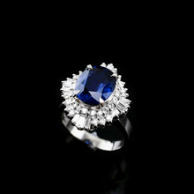 Load image into Gallery viewer, A Magnificent Large Sapphire & Diamond Platinum Ring