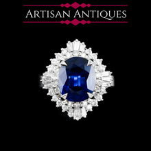 Load image into Gallery viewer, A Magnificent Large Sapphire & Diamond Platinum Ring