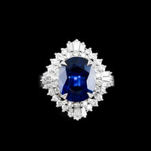 Load image into Gallery viewer, A Magnificent Large Sapphire & Diamond Platinum Ring
