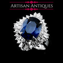 Load image into Gallery viewer, A Magnificent Large Sapphire & Diamond Platinum Ring