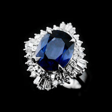 Load image into Gallery viewer, A Magnificent Large Sapphire & Diamond Platinum Ring