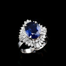 Load image into Gallery viewer, A Magnificent Large Sapphire & Diamond Platinum Ring