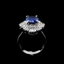 Load image into Gallery viewer, A Magnificent Large Sapphire & Diamond Platinum Ring