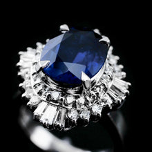 Load image into Gallery viewer, A Magnificent Large Sapphire & Diamond Platinum Ring