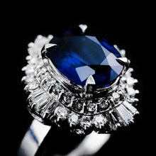 Load image into Gallery viewer, A Magnificent Large Sapphire & Diamond Platinum Ring