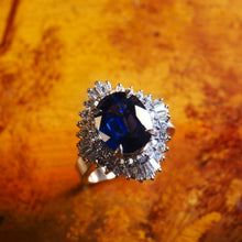 Load image into Gallery viewer, A Magnificent Large Sapphire & Diamond Platinum Ring