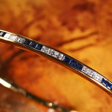 Load image into Gallery viewer, A Stylish 18K Gold Sapphire and Diamond Bangle/Bracelet