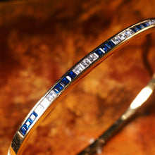 Load image into Gallery viewer, A Stylish 18K Gold Sapphire and Diamond Bangle/Bracelet