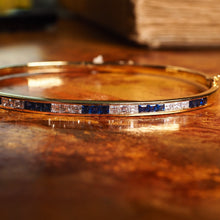 Load image into Gallery viewer, A Stylish 18K Gold Sapphire and Diamond Bangle/Bracelet