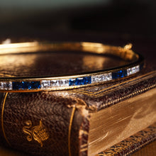 Load image into Gallery viewer, A Stylish 18K Gold Sapphire and Diamond Bangle/Bracelet