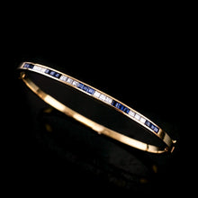 Load image into Gallery viewer, A Stylish 18K Gold Sapphire and Diamond Bangle/Bracelet