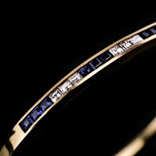 Load image into Gallery viewer, A Stylish 18K Gold Sapphire and Diamond Bangle/Bracelet