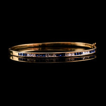 Load image into Gallery viewer, A Stylish 18K Gold Sapphire and Diamond Bangle/Bracelet