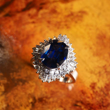 Load image into Gallery viewer, A Magnificent Large Sapphire & Diamond Platinum Ring