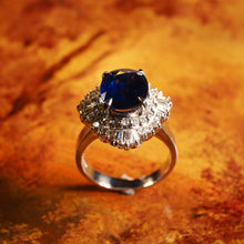 Load image into Gallery viewer, A Magnificent Large Sapphire & Diamond Platinum Ring