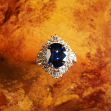 Load image into Gallery viewer, A Magnificent Large Sapphire & Diamond Platinum Ring