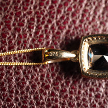 Load image into Gallery viewer, A Stunning Blue Topaz & Diamond Halo Square Necklace 9K Gold