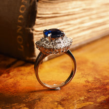 Load image into Gallery viewer, A Magnificent Large Sapphire & Diamond Platinum Ring