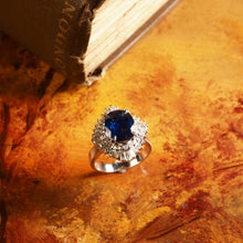 Load image into Gallery viewer, A Magnificent Large Sapphire & Diamond Platinum Ring