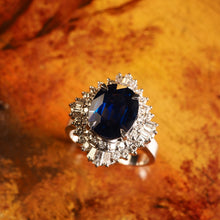 Load image into Gallery viewer, A Magnificent Large Sapphire & Diamond Platinum Ring