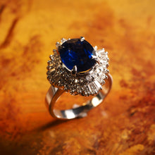 Load image into Gallery viewer, A Magnificent Large Sapphire & Diamond Platinum Ring