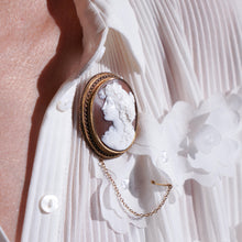 Load image into Gallery viewer, Antique Victorian 18ct Gold Shell Cameo Brooch with Figural Maenad/Bacchante - c.1860