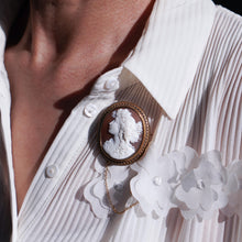 Load image into Gallery viewer, Antique Victorian 18ct Gold Shell Cameo Brooch with Figural Maenad/Bacchante - c.1860