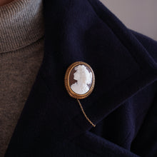 Load image into Gallery viewer, Antique Victorian 18ct Gold Shell Cameo Brooch with Figural Maenad/Bacchante - c.1860