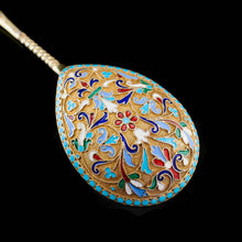 Load image into Gallery viewer, Antique Imperial Russian Large Silver Cloisonne Enamel Serving Spoon - c.1880