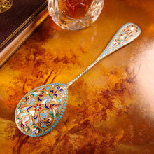 Load image into Gallery viewer, Antique Imperial Russian Large Silver Cloisonne Enamel Serving Spoon - c.1880