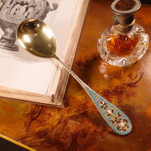 Load image into Gallery viewer, Antique Imperial Russian Large Silver Cloisonne Enamel Serving Spoon - c.1880