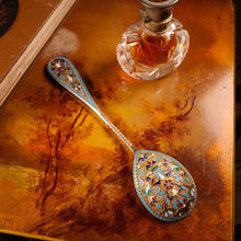 Load image into Gallery viewer, Antique Imperial Russian Large Silver Cloisonne Enamel Serving Spoon - c.1880