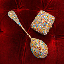 Load image into Gallery viewer, Antique Imperial Russian Large Silver Cloisonne Enamel Serving Spoon - c.1880