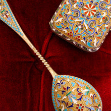 Load image into Gallery viewer, Antique Imperial Russian Large Silver Cloisonne Enamel Serving Spoon - c.1880