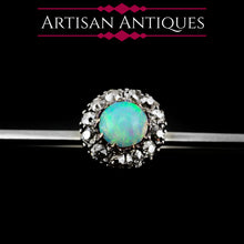 Load image into Gallery viewer, Antique 18K White Gold Opal & Diamond Cluster Pin Brooch - c.1910