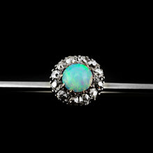 Load image into Gallery viewer, Antique 18K White Gold Opal & Diamond Cluster Pin Brooch - c.1910