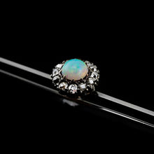 Load image into Gallery viewer, Antique 18K White Gold Opal & Diamond Cluster Pin Brooch - c.1910