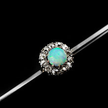 Load image into Gallery viewer, Antique 18K White Gold Opal & Diamond Cluster Pin Brooch - c.1910