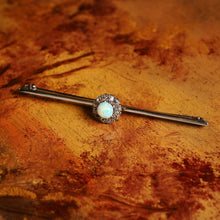 Load image into Gallery viewer, Antique 18K White Gold Opal & Diamond Cluster Pin Brooch - c.1910