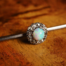 Load image into Gallery viewer, Antique 18K White Gold Opal & Diamond Cluster Pin Brooch - c.1910