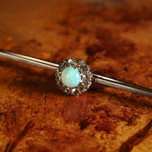 Load image into Gallery viewer, Antique 18K White Gold Opal & Diamond Cluster Pin Brooch - c.1910