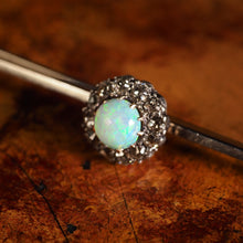 Load image into Gallery viewer, Antique 18K White Gold Opal & Diamond Cluster Pin Brooch - c.1910