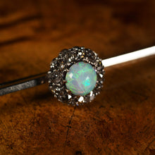 Load image into Gallery viewer, Antique 18K White Gold Opal & Diamond Cluster Pin Brooch - c.1910