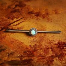 Load image into Gallery viewer, Antique 18K White Gold Opal & Diamond Cluster Pin Brooch - c.1910