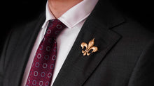 Load image into Gallery viewer, Antique Victorian Large 18K Gold & Ruby Fleur De Lis Brooch - c.1900