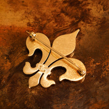 Load image into Gallery viewer, Antique Victorian Large 18K Gold & Ruby Fleur De Lis Brooch - c.1900