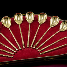 Load image into Gallery viewer, Antique Imperial Russian Solid Silver Spoons, Parcel Gilt - Moscow c.1890