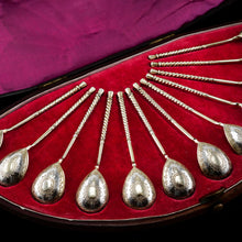 Load image into Gallery viewer, Antique Imperial Russian Solid Silver Spoons, Parcel Gilt - Moscow c.1890