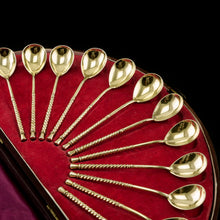Load image into Gallery viewer, Antique Imperial Russian Solid Silver Spoons, Parcel Gilt - Moscow c.1890