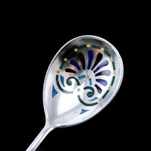 Load image into Gallery viewer, Antique Imperial Russian Solid Silver Plique a Jour Champleve Enamel Spoon - c.1890